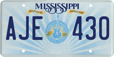 MS license plate AJE430