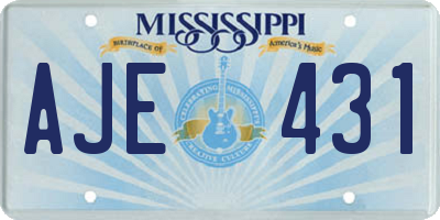 MS license plate AJE431