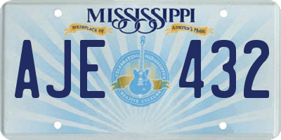 MS license plate AJE432