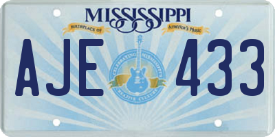 MS license plate AJE433