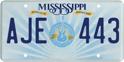MS license plate AJE443