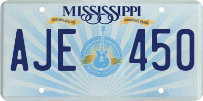 MS license plate AJE450