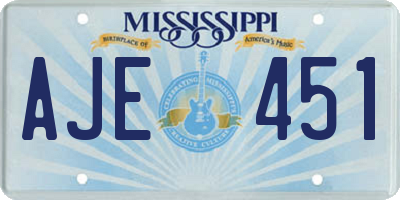 MS license plate AJE451