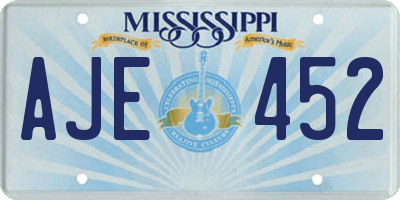 MS license plate AJE452