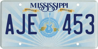 MS license plate AJE453