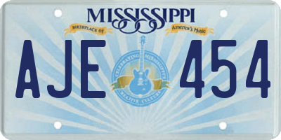 MS license plate AJE454