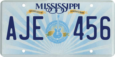 MS license plate AJE456
