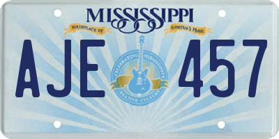 MS license plate AJE457