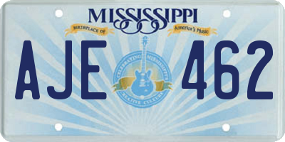 MS license plate AJE462