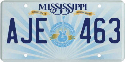 MS license plate AJE463