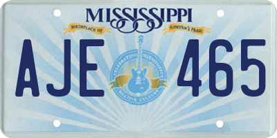 MS license plate AJE465
