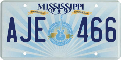 MS license plate AJE466