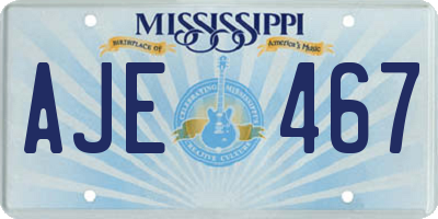 MS license plate AJE467