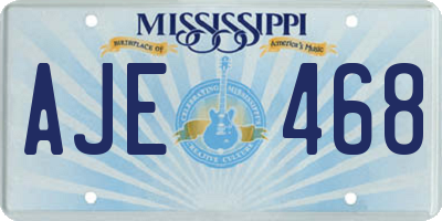 MS license plate AJE468