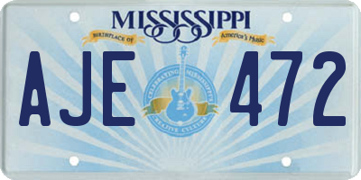 MS license plate AJE472