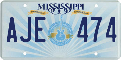 MS license plate AJE474