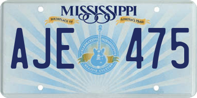 MS license plate AJE475