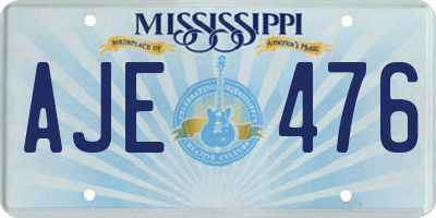 MS license plate AJE476