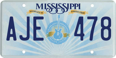 MS license plate AJE478