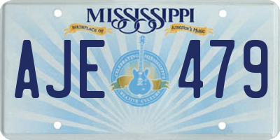 MS license plate AJE479