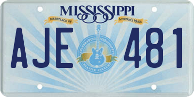 MS license plate AJE481