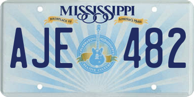 MS license plate AJE482
