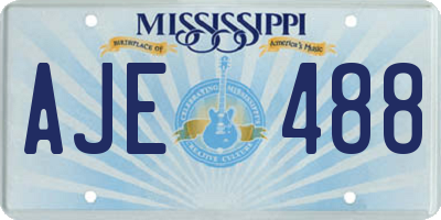 MS license plate AJE488
