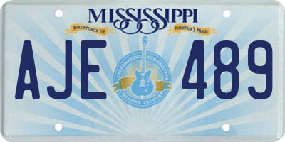 MS license plate AJE489