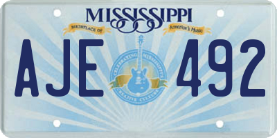 MS license plate AJE492