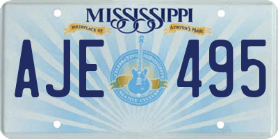 MS license plate AJE495