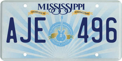 MS license plate AJE496