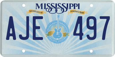 MS license plate AJE497