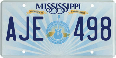 MS license plate AJE498