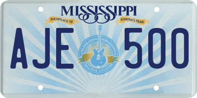 MS license plate AJE500