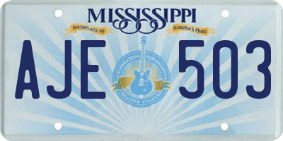 MS license plate AJE503