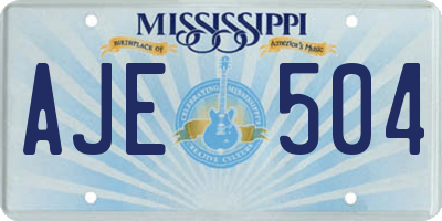 MS license plate AJE504