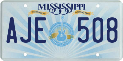 MS license plate AJE508