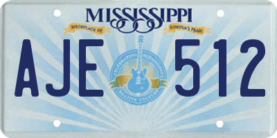 MS license plate AJE512