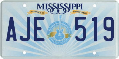 MS license plate AJE519