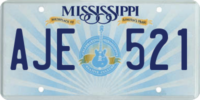 MS license plate AJE521