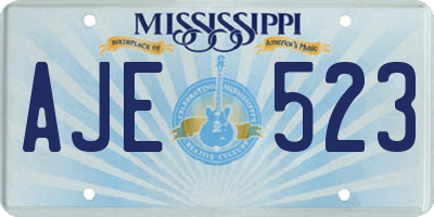 MS license plate AJE523