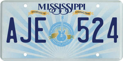 MS license plate AJE524