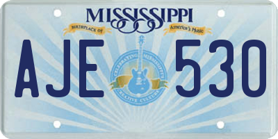 MS license plate AJE530