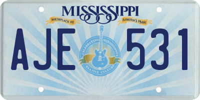 MS license plate AJE531