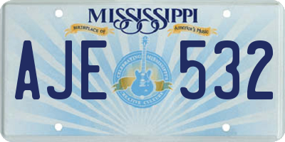 MS license plate AJE532