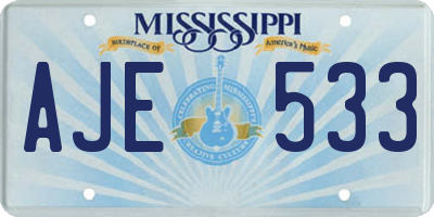 MS license plate AJE533