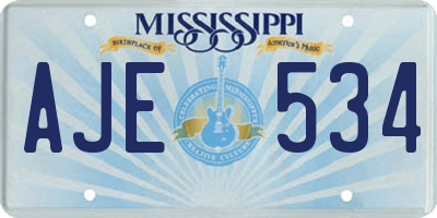 MS license plate AJE534