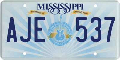 MS license plate AJE537
