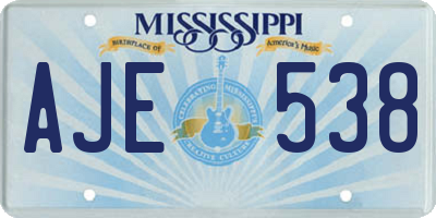 MS license plate AJE538