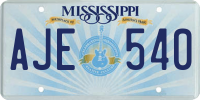 MS license plate AJE540